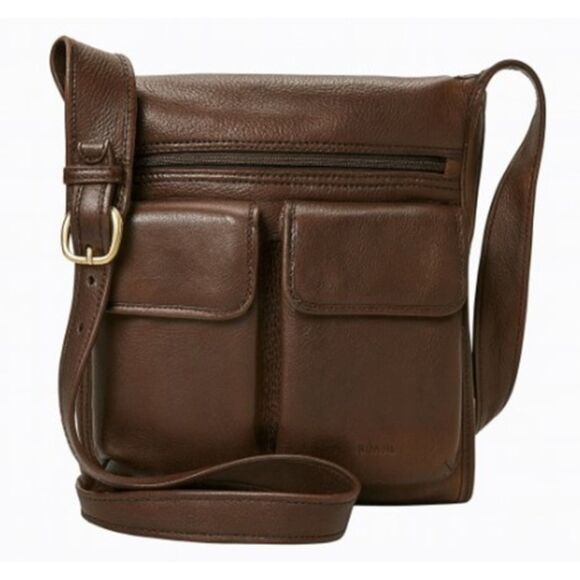 Fossil 1954 Vintage Shoulder Bag Brown Leather Purse Interior Exterior Pockets - Picture 1 of 10